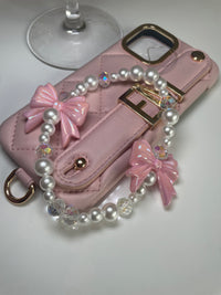 Pearls and Bows phone charm